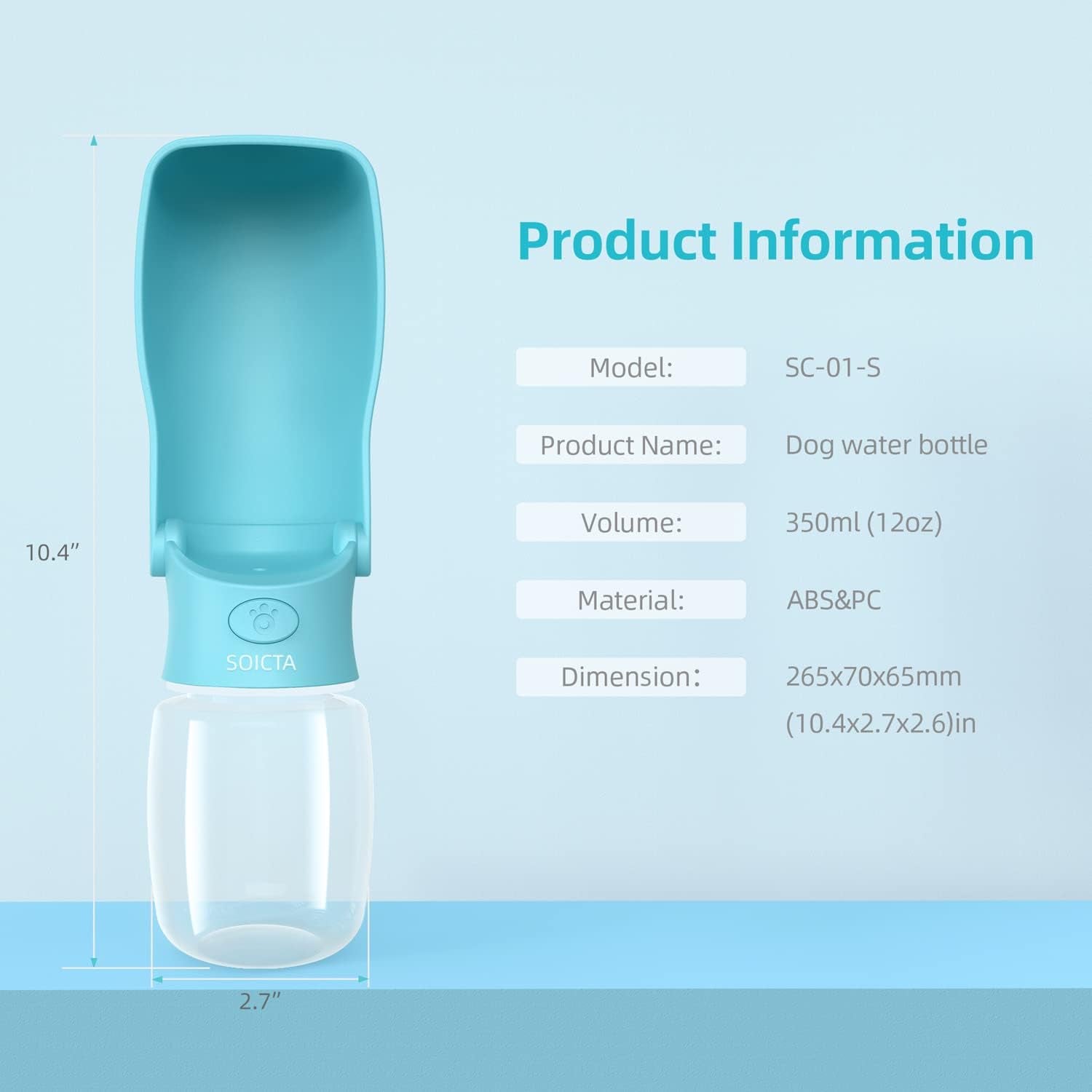Portable Dog Water Bottle for Walking Portable Pet Water Bottles for Puppy Small Medium Large Dogs Water Dispenser Dog Water Bowl Dog Accessories