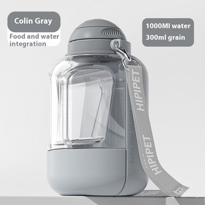 2 in 1 Dog Large Capacity Pets Out Drinking Pot Cat Water Dispenser Portable Water Cup Water and Food Integrated Bowl Pet Products